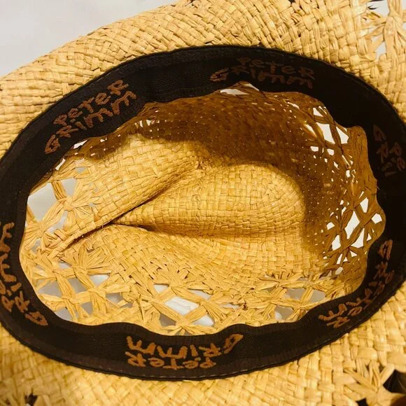 Peter Grimm Straw Cowboy Hat-Brown Beaded/Feathers-Country  display picture 1